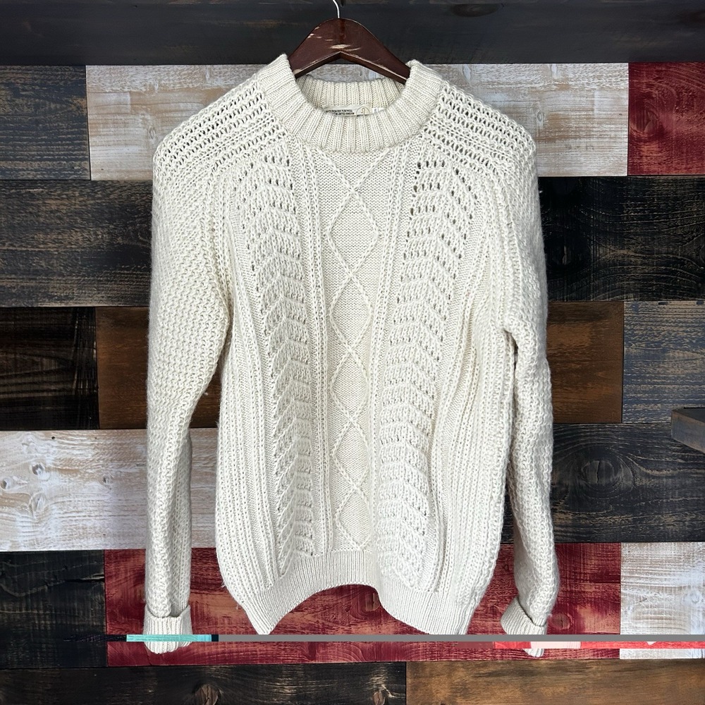 Aran Mills Wonder Wool Wool Fair Isle Lambswool Chunky Cable knit Sweater 38